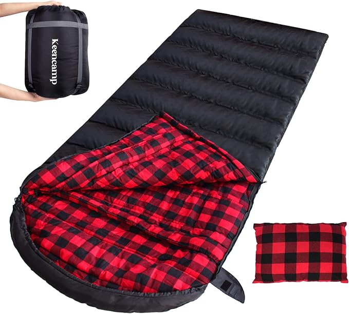 0 Degree Sleeping Bag Cotton Flannel Winter Cold Weather by Keencamp