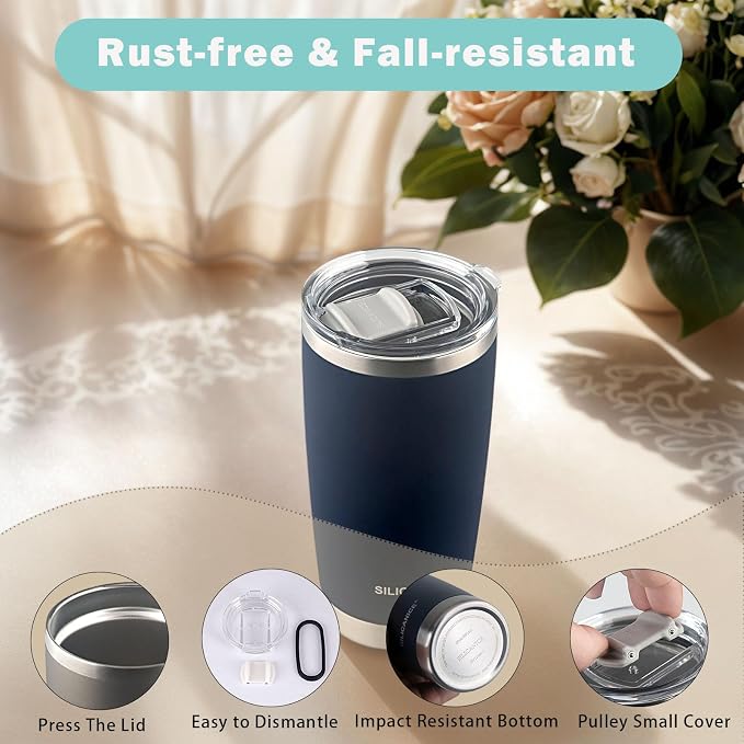 Navy Soft Touch 20oz Stainless Steel Insulated Tumbler - Image 2
