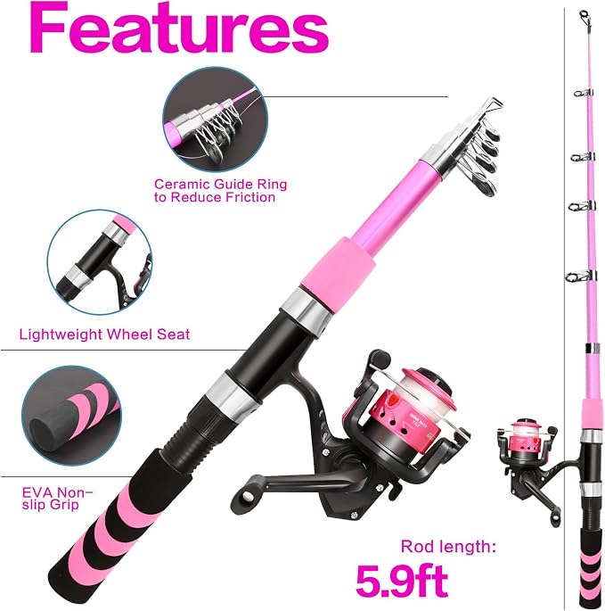 Collapsible Telescopic Fishing Rod and Reel Combo Push Button Small Fishing - Image 4