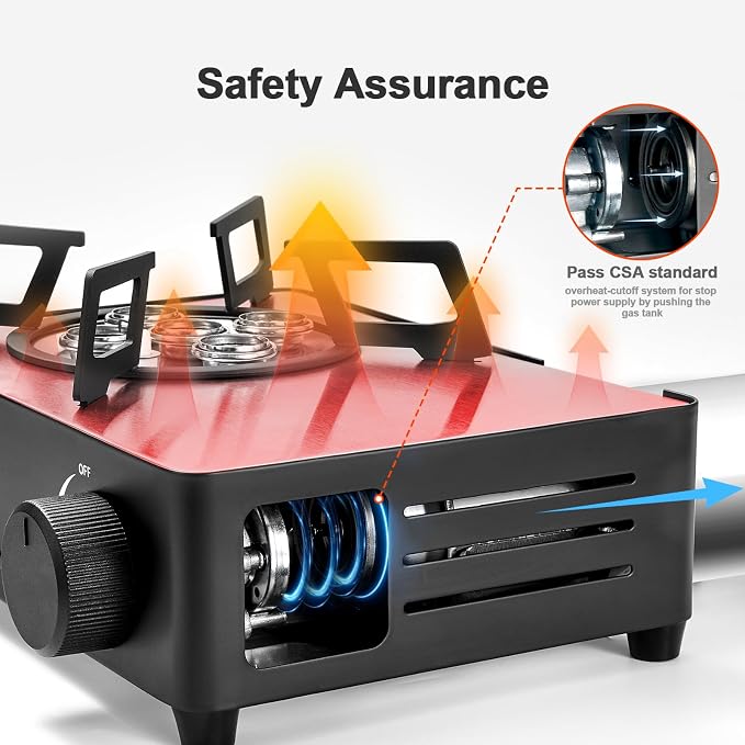 Odoland Portable Camping Stove 7500 BTU Camp Stove Lightweight Butane Gas Stove - Image 2