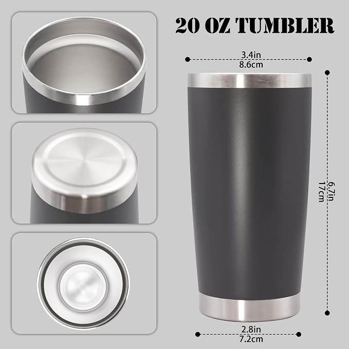 20 oz Tumbler with lid Double Wall Vacuum Insulated Tumblers Stainless Steel - Image 5