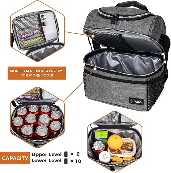 OPUX Lunch Box For Men Women, Insulated Large Lunch Bag Adult Work, Double - Image 7