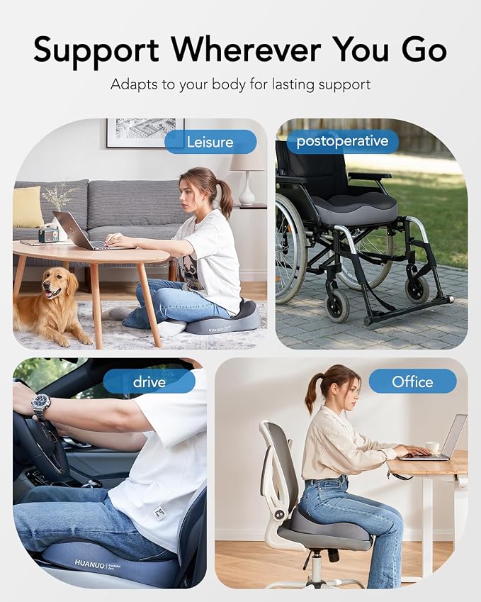 HUANUO Office Seat Cushion for Tailbone Support, High-Density Memory Foam - Image 5