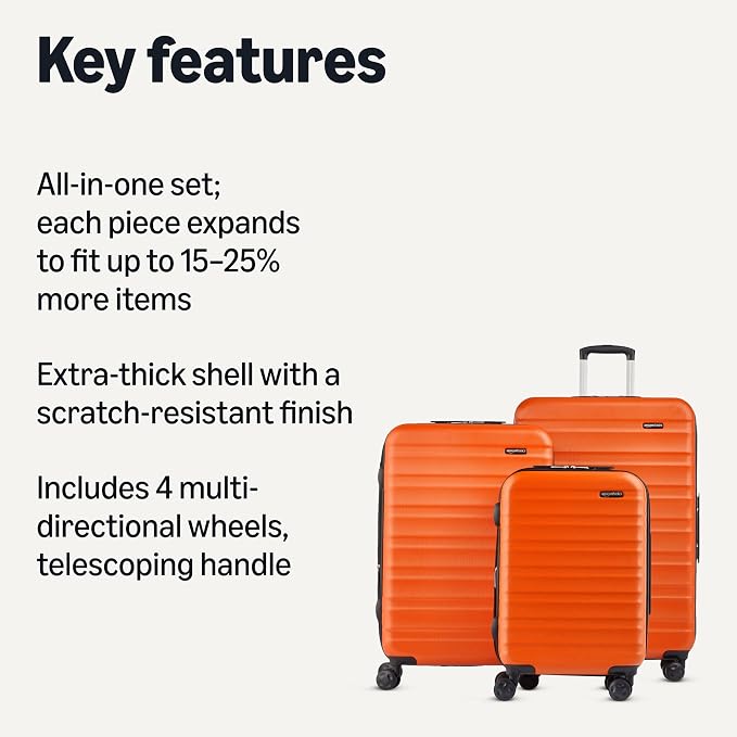 Amazon Basics 3-Piece Set, Hardshell Suitcases - Image 2