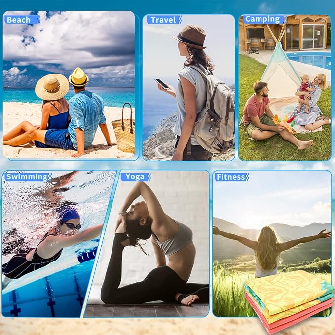 2 Pack Microfiber Lightweight Beach Towel 71"x32" Oversized Extra Large Thin - Image 7