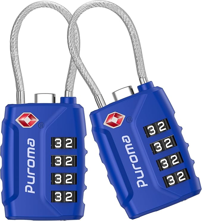 Puroma 2 Pack TSA Approved Luggage Locks, 4 Digit Combination Travel Locks by Puroma