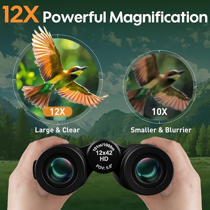 12x42 Binoculars for Adults High Powered: Waterproof HD Bird Binoculars - Image 2