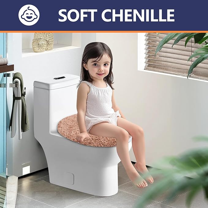 Microfiber Elongated Toilet Seat Cover 19.5"x 15" Machine Washable Solid Toilet - Image 5