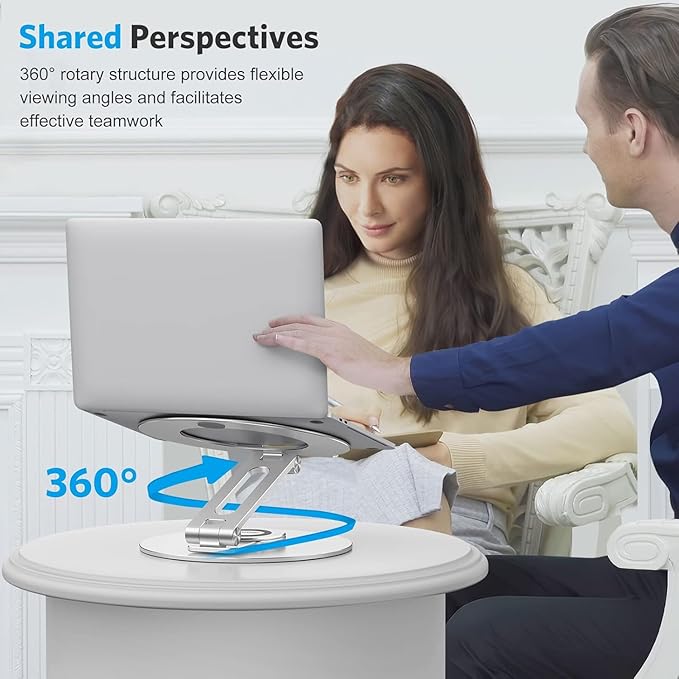 Adjustable Laptop Stand with 360 Rotating Base, OMOTON Ergonomic Laptop Riser - Image 4