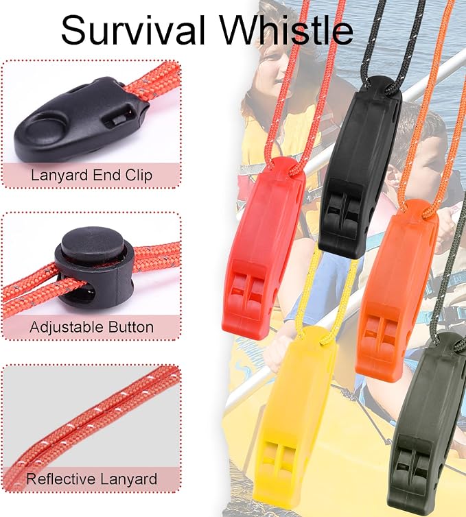 5 Pack Whistles Emergency, Shrill Loud Kayak Safety Whistle - Image 3