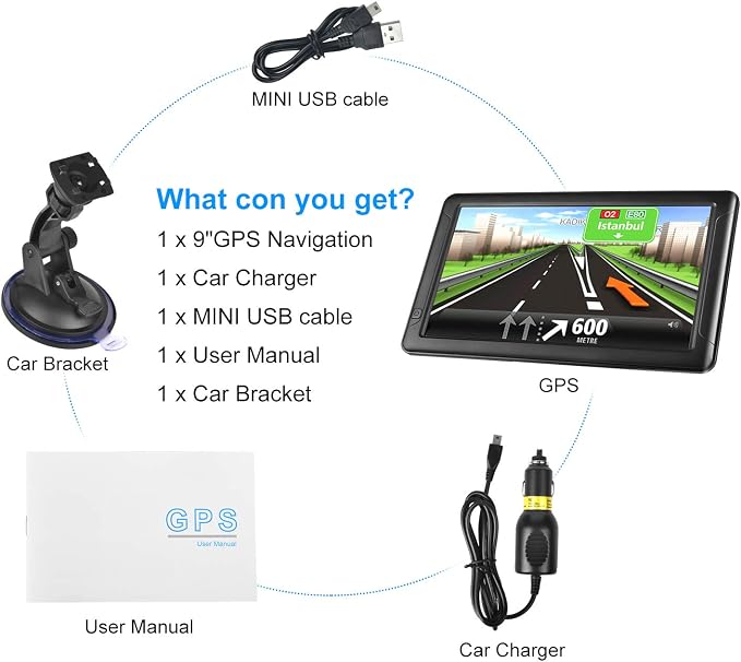 GPS Navigation for Car （9 Inch） Slimline Touch Screen Real Voice Direction ，USA - Image 7