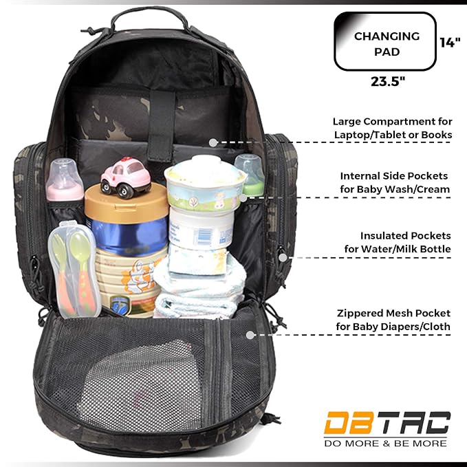 Diaper Bag Backpack for Dad, DBTAC Large Baby Nappy Bag for Men w/Changing Mat - Image 4