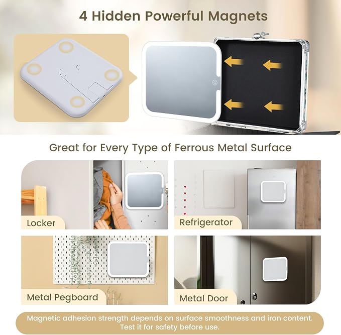 Makeup Case with Magnetic LED Mirror Travel Cosmetic Organizer Portable Makeup - Image 2