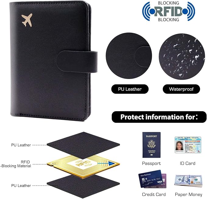Melsbrinna Premium Leather Passport Holder Covers Case, Waterproof Rfid - Image 3