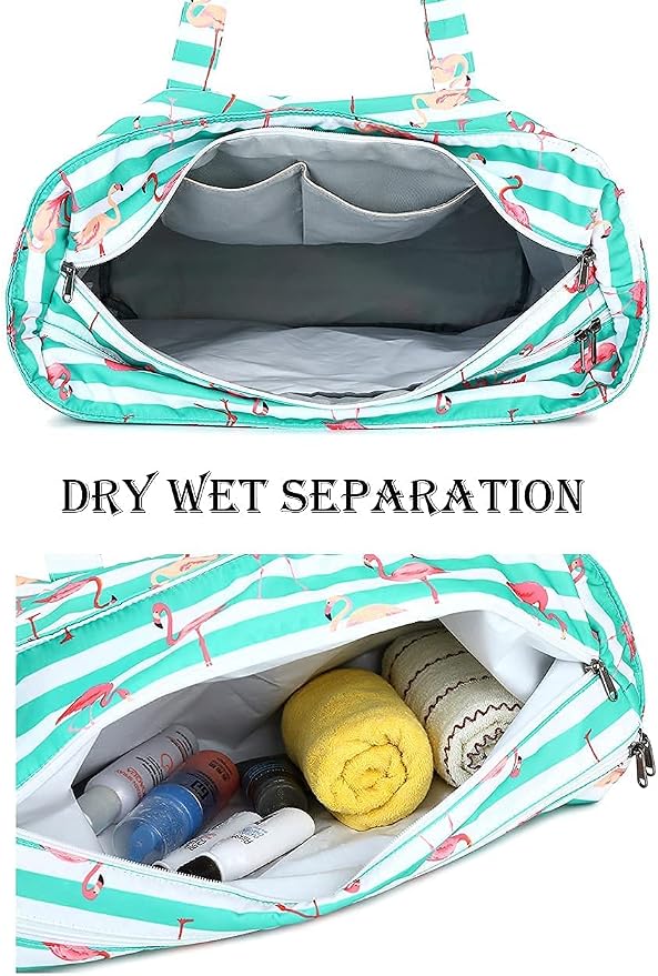 LEDAOU Large Beach Tote Bag Women Waterproof Sandproof Zipper Beach Tote Bag - Image 7