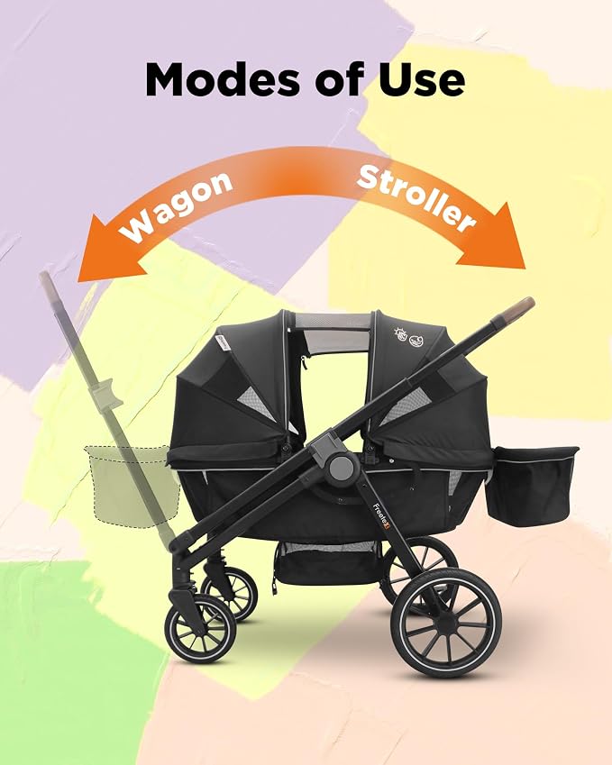 Tandem Wagon Stroller–All-Terrain 2-in-1 Push&Pull Design, Double Seat - Image 3
