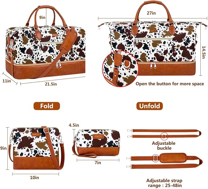 Weekender Bag for Women, Travel Duffel Bag Carry On Overnight Bag - Image 6