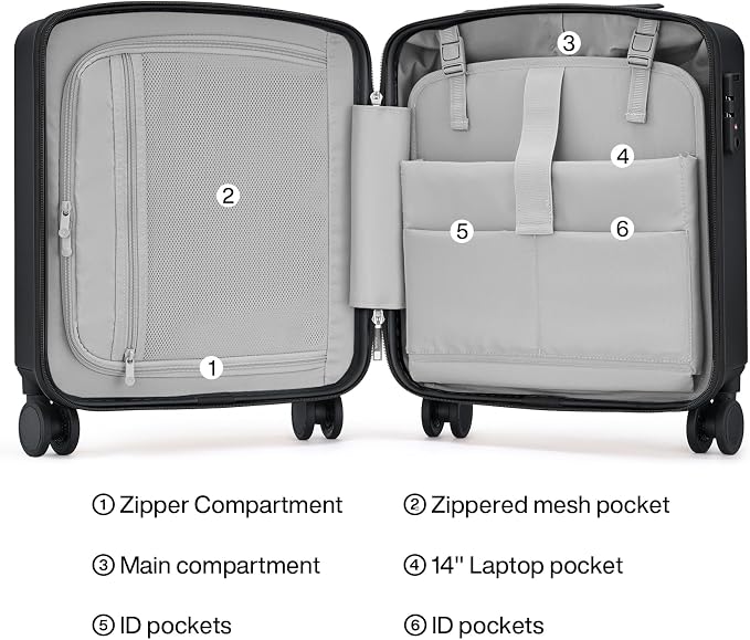Hanke 16 Inch Underseat Carry On Luggage, Airline-Approved Hard Shell Small - Image 6
