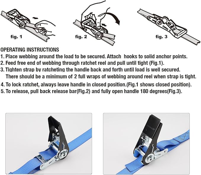 XSTRAP STANDARD Ratchet Tie Down Straps 8PK 1'' x 10 ft - 900 LB Break Strength - Image 3