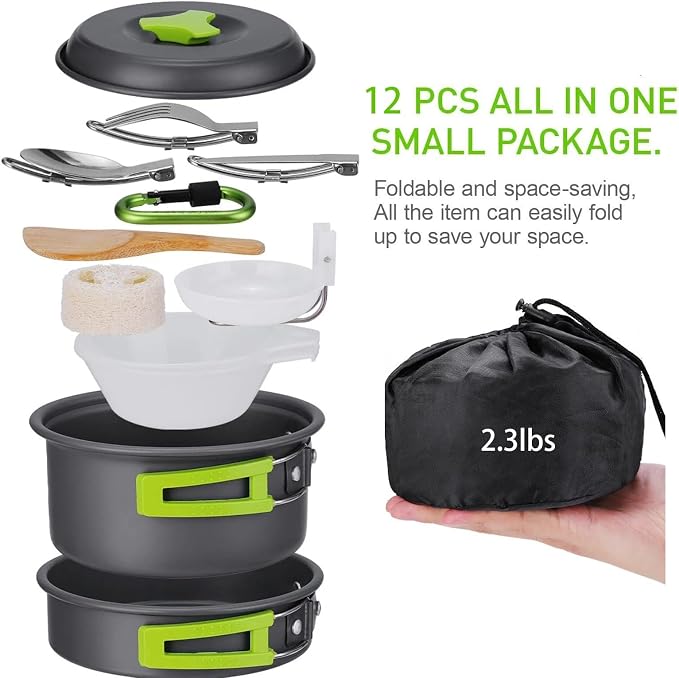 MEETSUN Lightweight Backpacking Cookware Set, Aluminum Camp Cooking Set - Image 5