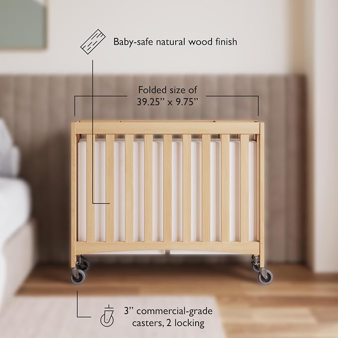 Foundations Travel Sleeper Wood Compact Folding Crib - Image 3