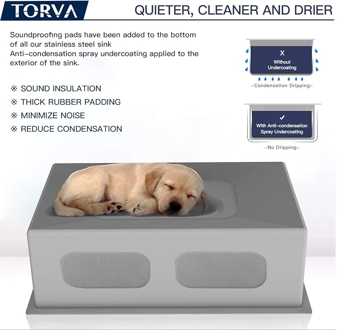 TORVA 28-Inch Undermount Kitchen Sink, Premium 304 Stainless Steel Bar Sink - Image 5