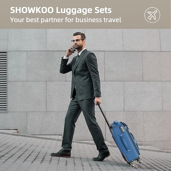 SHOWKOO Luggage Sets 3 Piece Softside Expandable Lightweight Durable Suitcase - Image 2