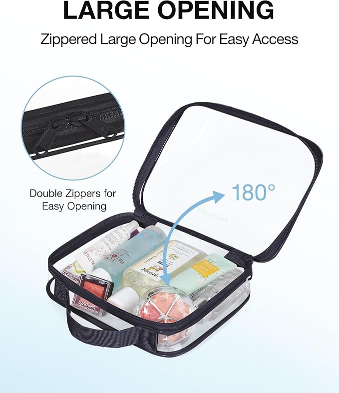 BAGSMART TSA Approved Clear Toiletry Bag, 3 Packs Quart Size Water Resistant - Image 3