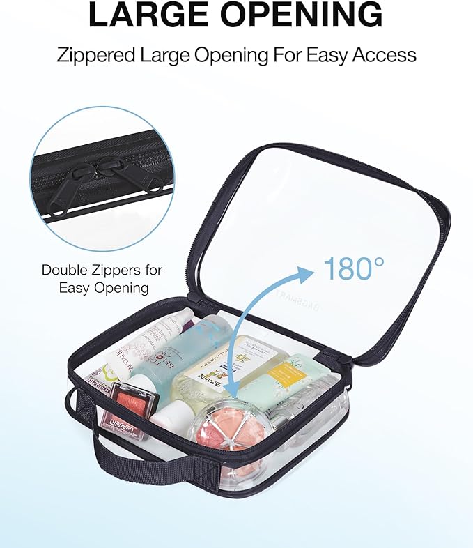 BAGSMART TSA Approved Clear Toiletry Bag, 2 Packs Quart Size Water Resistant - Image 3