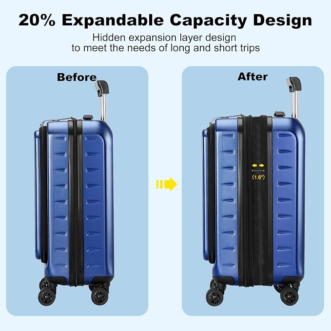 Expandable Carry On Luggage Airline Approved, 20 Inch Lightweight ABS+PC Hard - Image 2