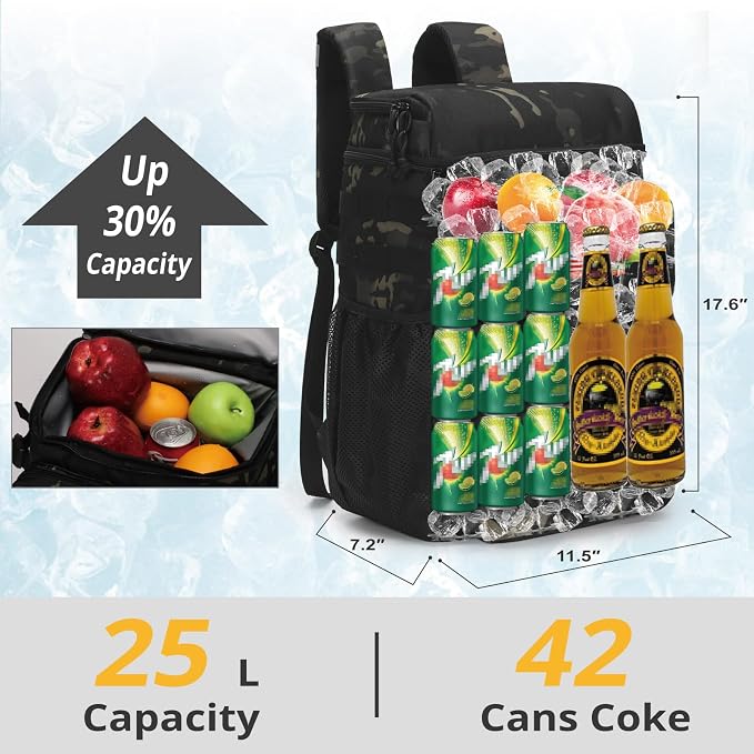 Tactical Backpack Cooler, Soft Lightweight Leakproof Cooler Backpack, Insulated - Image 4