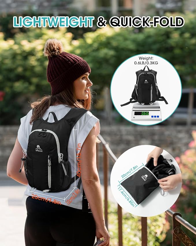 Small Hiking Backpack with Front Phone Holder, Packable Back pack with Chest - Image 4