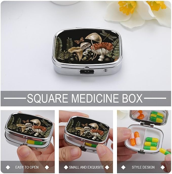Metal 2 Compartment Pill Organizer Travel Friendly Portable Compact Pill Box - Image 4