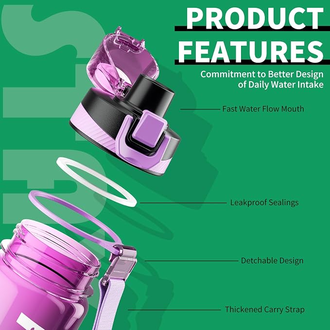 Water Bottle, 32 oz Motivational Water Bottles - Image 3