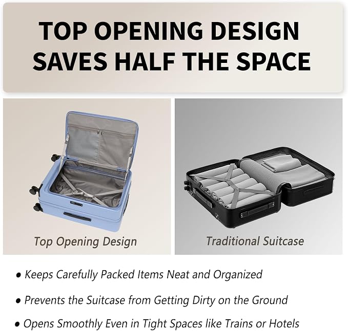 24 Inch Top Opening Checked Travel Luggage Expandable - Image 4