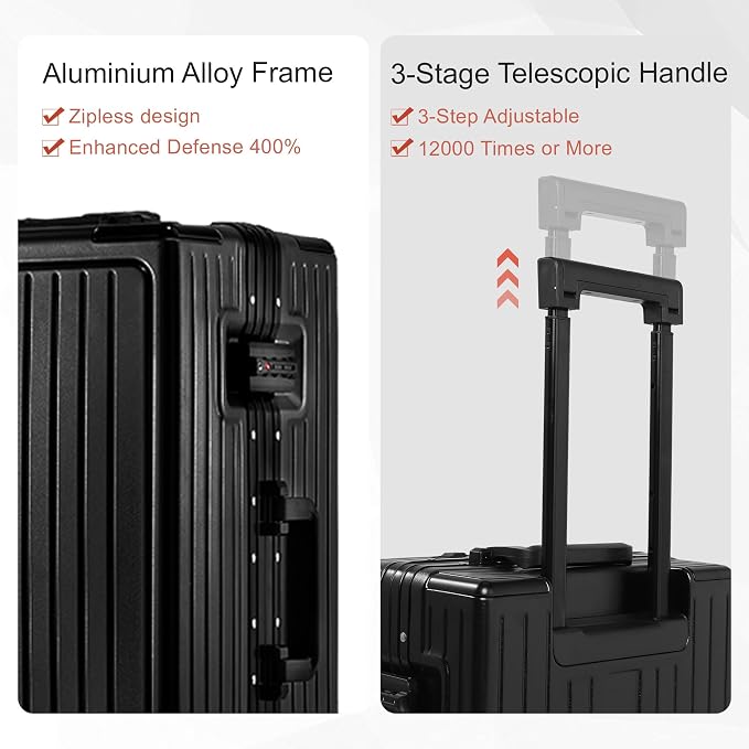 Carry On Luggage 20 Inch, Aluminum Frame Zipperless Luggage, ABS+PC Hard Shell - Image 7