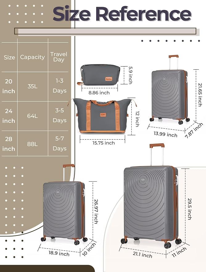 Luggage Sets 5 Piece, Suitcases - Image 7