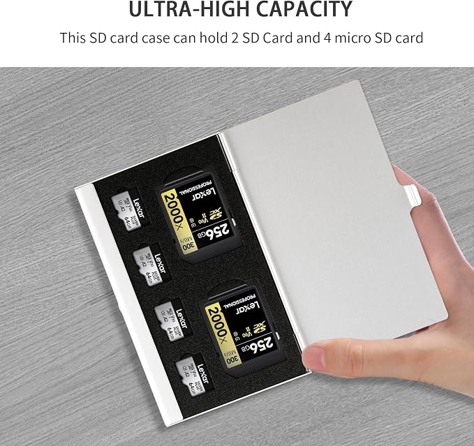 Aluminum SD Card Case, 6Slots Ultrathin SD Card Holder, Memory Card Storage - Image 2