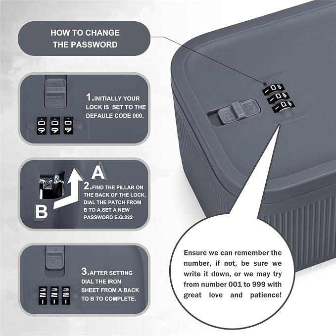 SANIDIKA Lockable Storage Box, Medicine Lock Box, Medical Lockbox, Cell Phone - Image 3