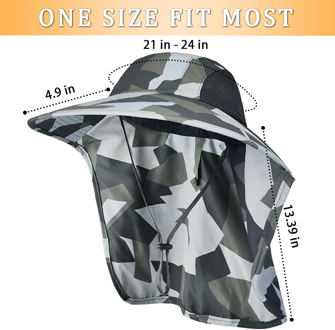 Sun Hat for Men Women with Neck Flap, UPF 50+ UV Protective Hiking Fishing Hats - Image 4