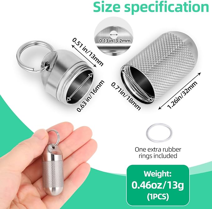 Titanium Keychain Pill Holder Waterproof Lightweight Portable Pocket Mini Pill - Image 2
