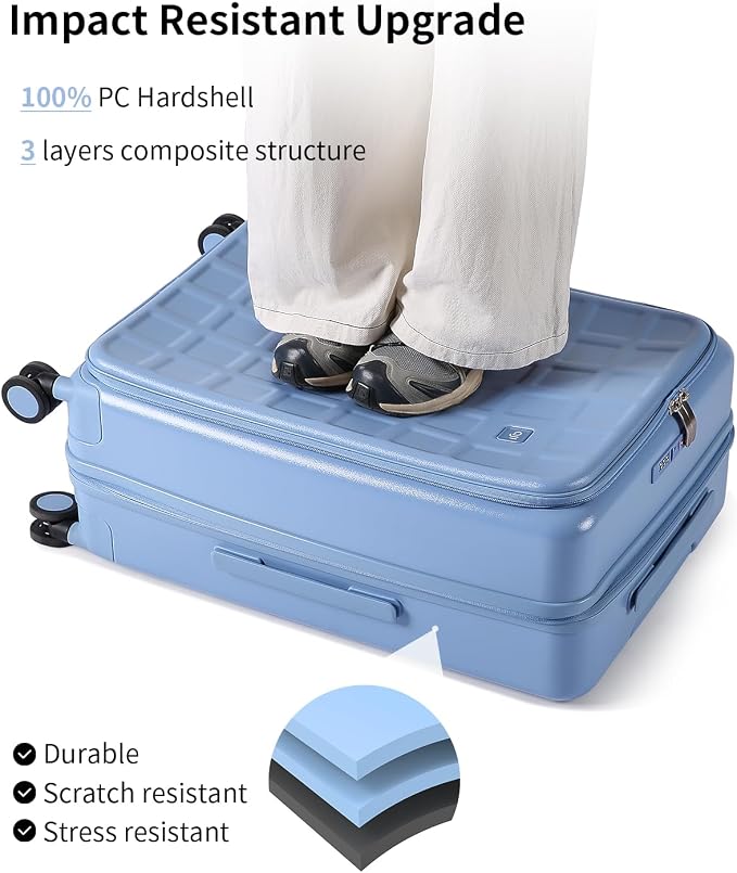 aji Expandable Top Opening Carry On Luggage Airline Approved, 20 Inch - Image 6