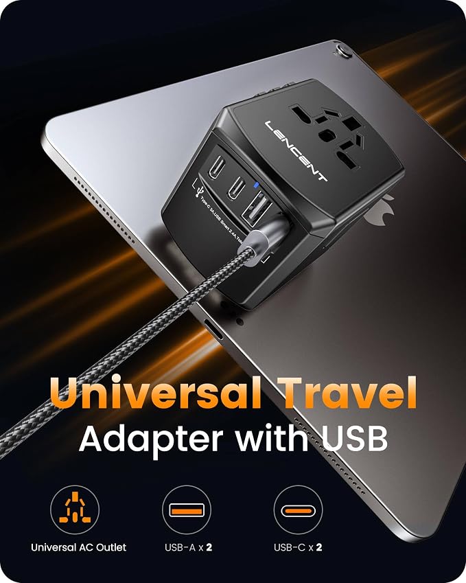 LENCENT Universal Travel Power Adapter, International AC Plug Adaptor - Image 4