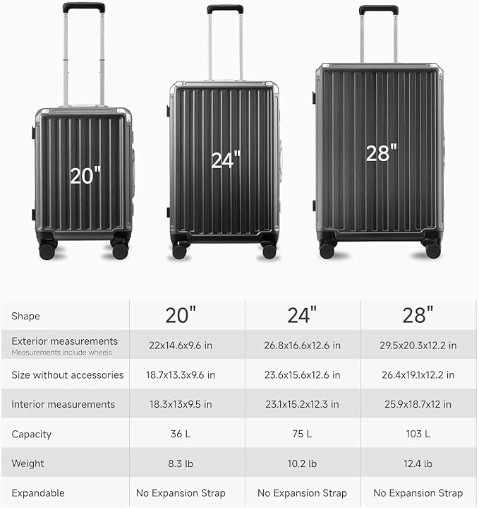LUGGEX Carry On Luggage with Spinner Wheels, 20 Inch Aluminum Frame Zipperless - Image 9