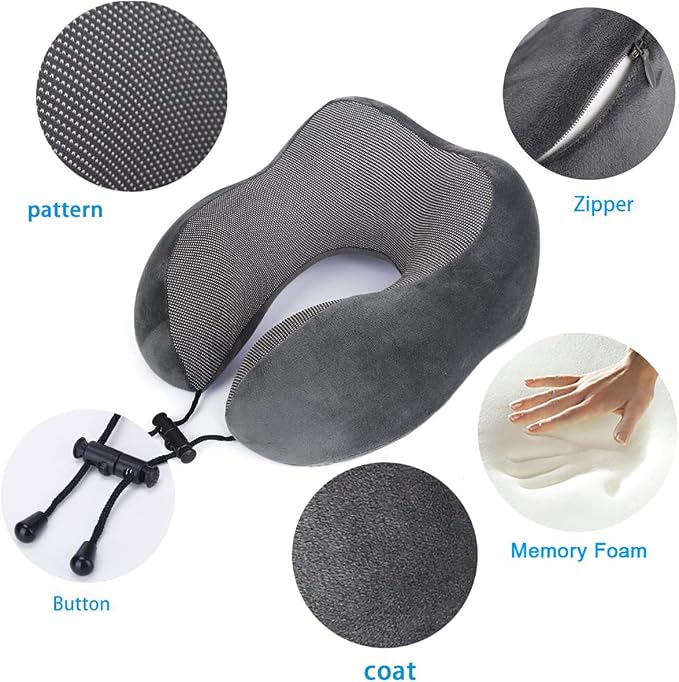 Travel Pillow, Best Memory Foam Neck Pillow Head Support Soft Pillow - Image 5