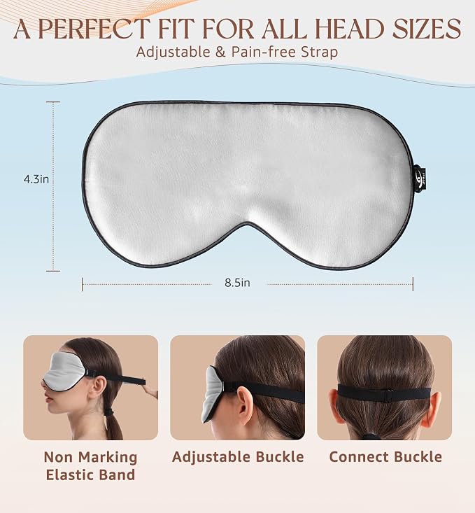 HiRui Silk Sleep Mask, 100% Natural Mulberry Silk of Double-Sided & - Image 5