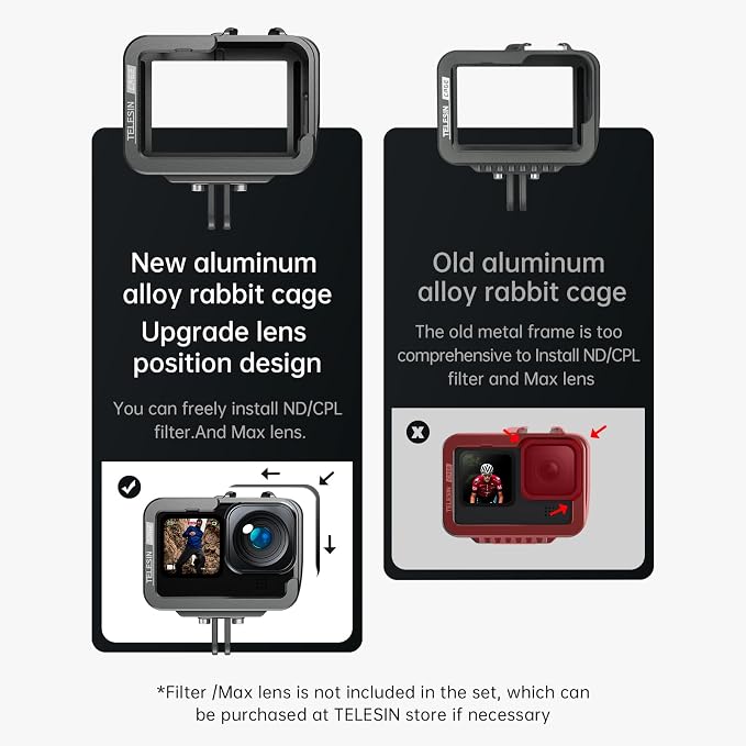 TELESIN Aluminum Case Metal Cage Protective Frame Housing - Image 3