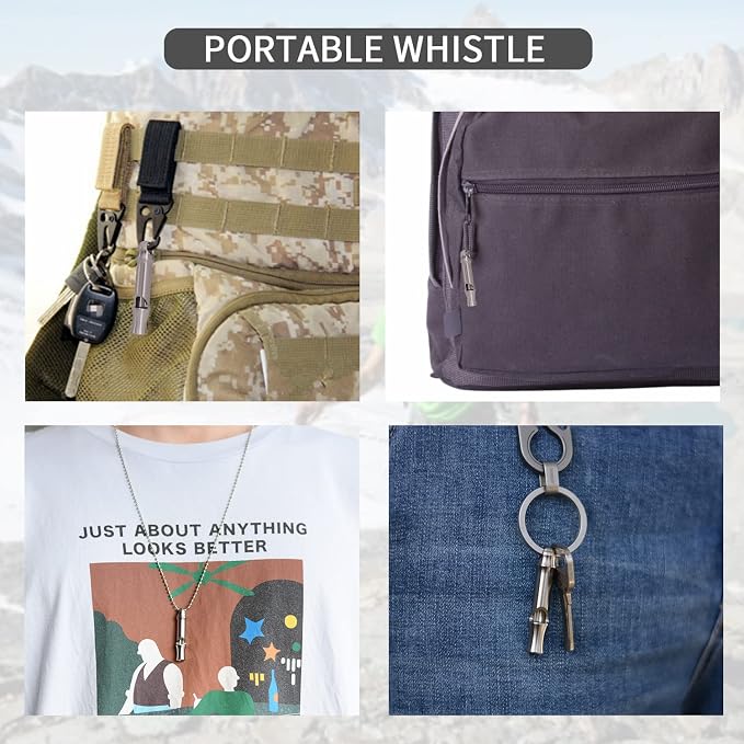 Emergency Whistle, Titanium Whistle EDC Safety Whistle - Image 7