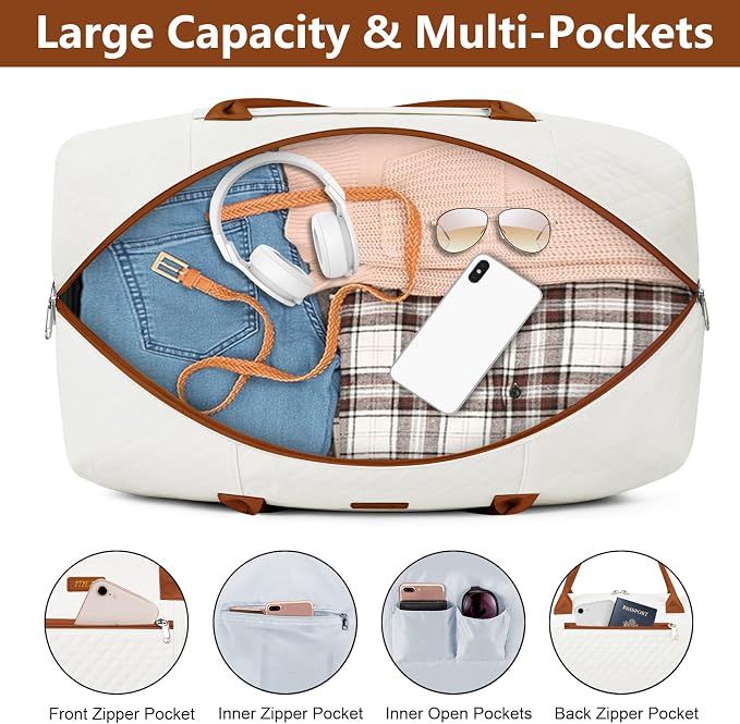 Weekender Bag for Women, Travel Duffel Bag Carry On Overnight Bag - Image 3