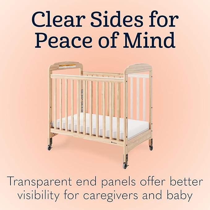 Foundations Serenity Compact Clearview Daycare Crib, Fixed Side, Durable Wood - Image 3